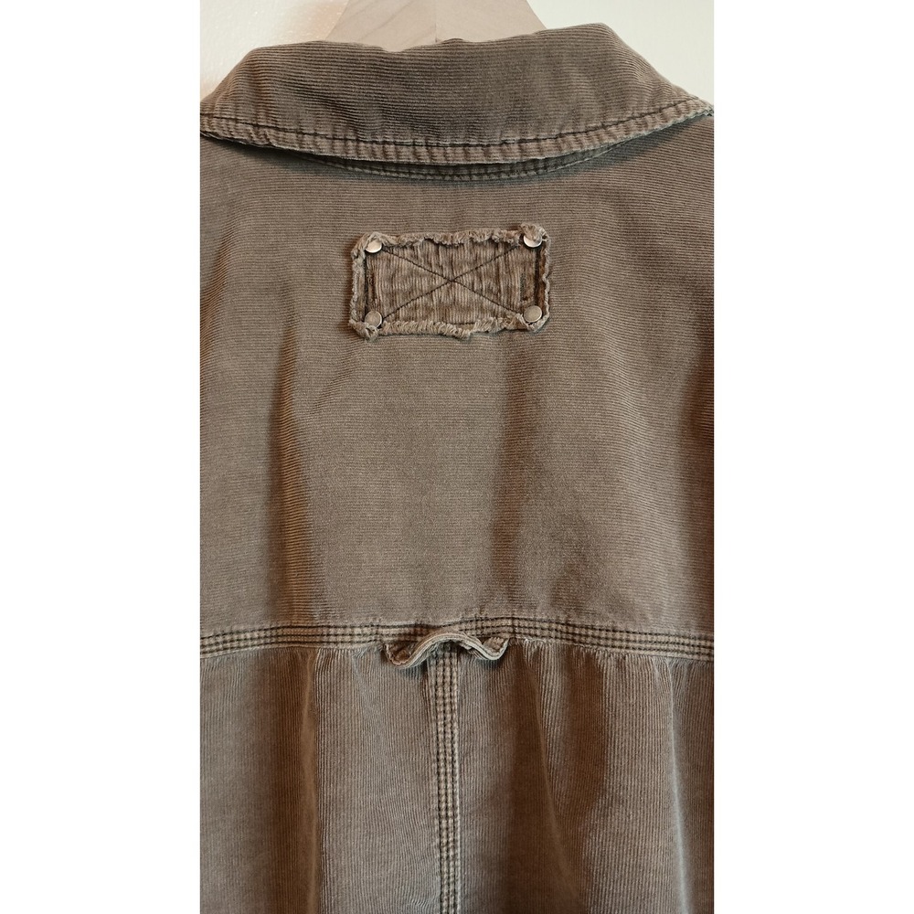 Free People We The Free Baby Cord Buttondown Shirt Warm Tobacco Brown Size M - Picture 8 of 14